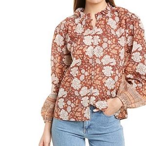 🆕NWT Cleobella Nassir blouse in brown multicolor